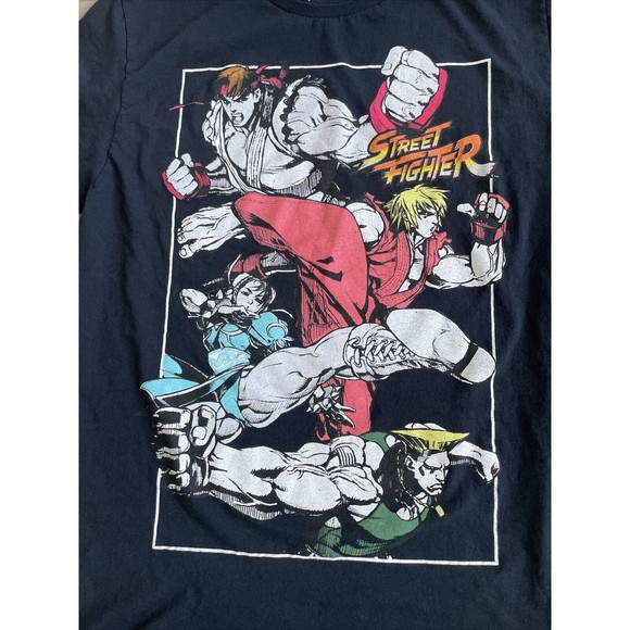 Street Fighter Men’s Large Anime Black Graphic T Shirt Tee Capcom - Picture 3 of 4